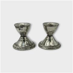 Vintage Antique Uchin Creations Sterling Weighted Candlestick Holders